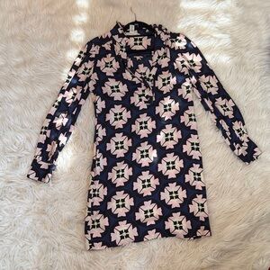 Diane Von Furstenberg Navy and Pink Geometric Dress